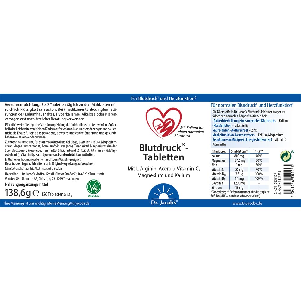 BLUTDRUCK TABLETTEN Dr.Jacobs