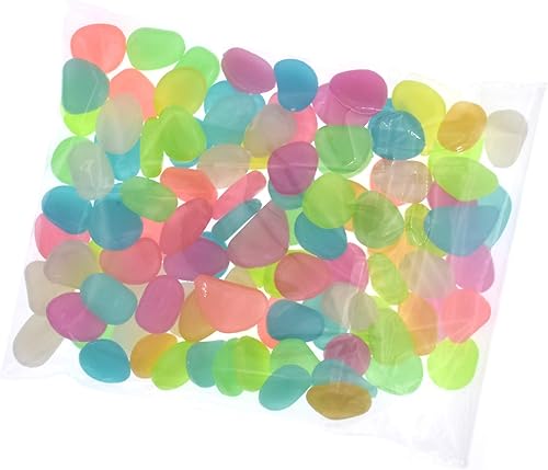 Miniatura 5 de Qeesio - 100 piedras brillantes que brillan en la oscuridad, piedras decorativas para jardín, camino, patio, pecera
