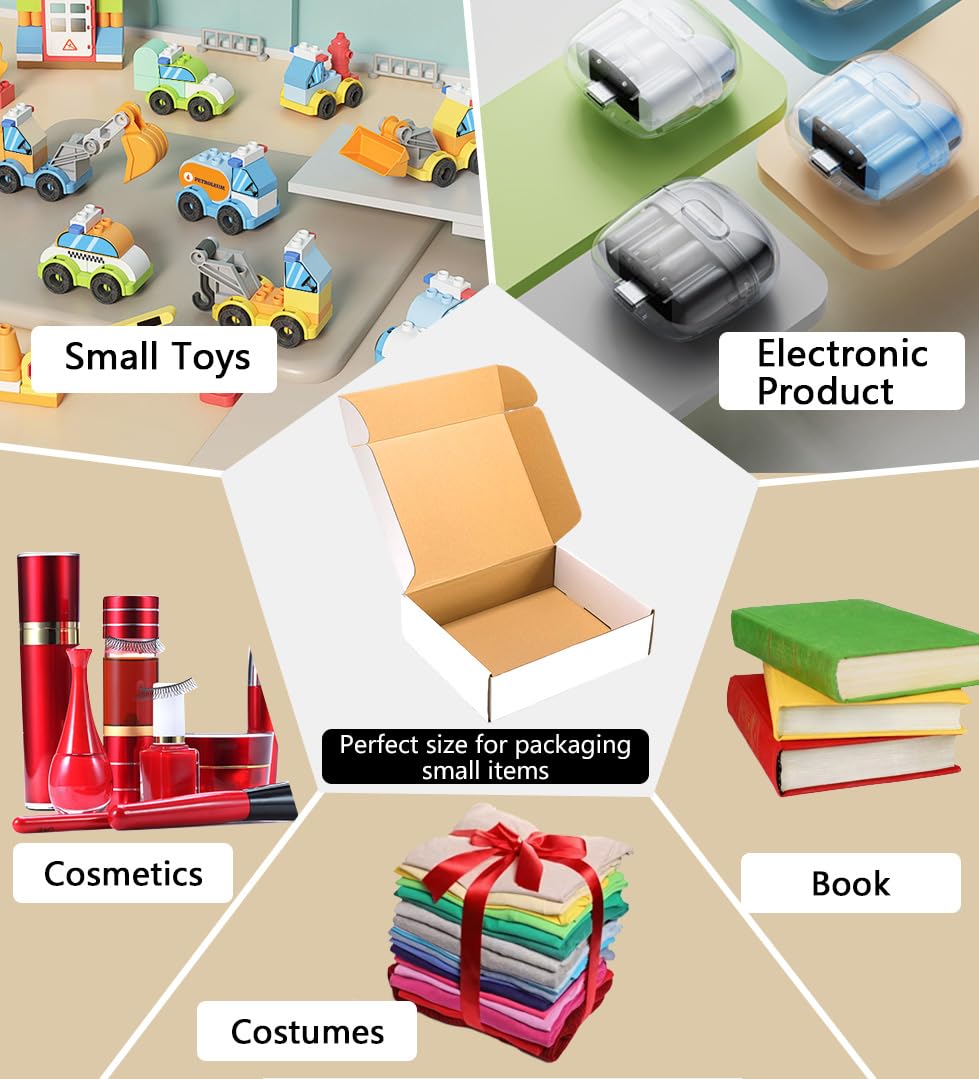 Cajas de envío de 7 x 5 x 1 pulgadas, paquete de 25 unidades, caja de cartón corrugado blanco, cajas de correo para embalaje de pequeñas empresas, regalos, manualidades, joyas, suministros