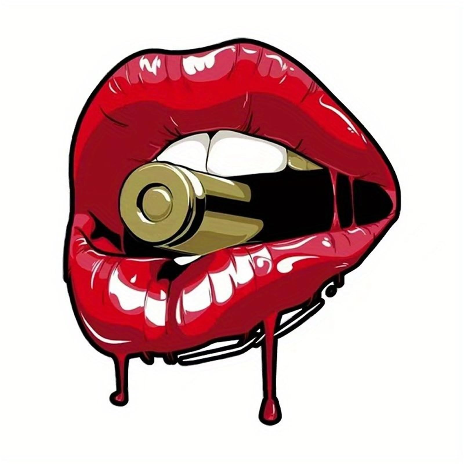 HAfgDJ Bullet Lips Personality Creative Car Stickers Decoration Body Bumper Scratches, Motorcycle,Helmet