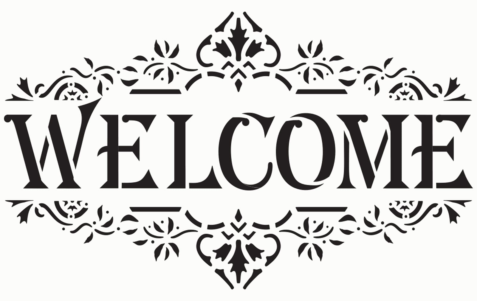 ED Laser Studio Stencil Welcome Vintage Sign Elegant Ornament Large Walls Stencils Painting Furniture Canvas Fabric Wood Patio Floor Home Decor Garden Concrete Crafts Cake Art Reusable Template QU43