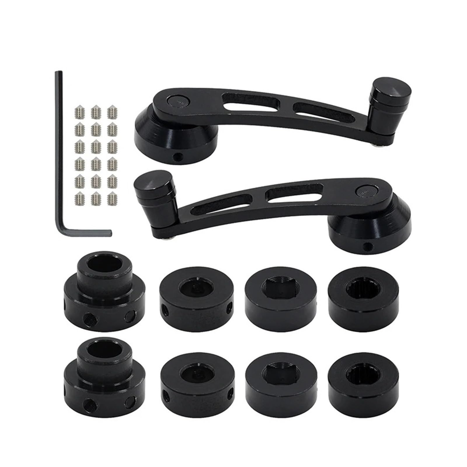 SAMWDK Glass Lifter 1set Aluminum Alloy Car Window Close Hand Crank Handle Winder Riser Replacement Manual Auto Window Closer Handle for Older Car Car Window Regulator(Black)