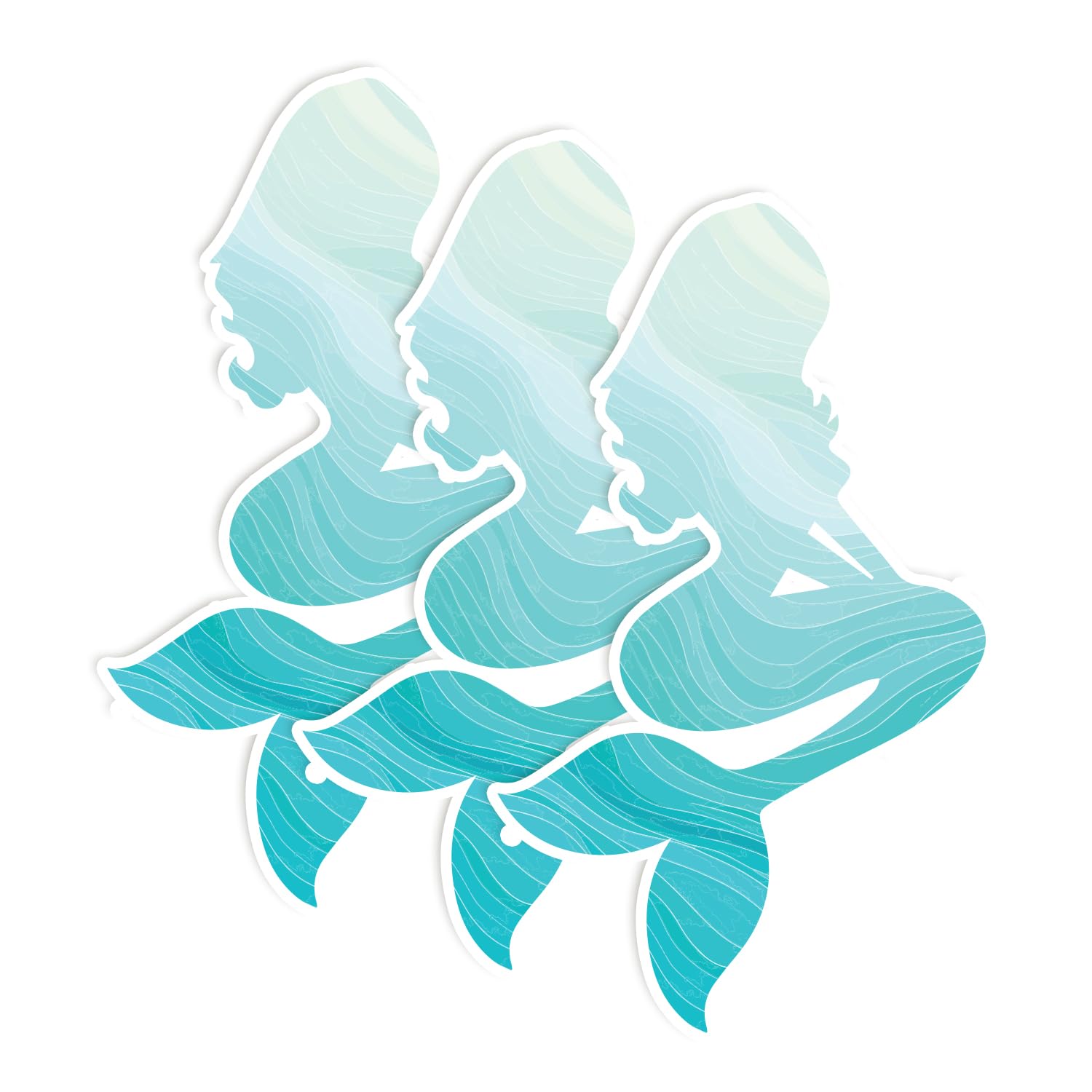 Beautiful Mermaid 1 (Set of 3) Waterproof Vinyl Die-Cut Sticker 2" x 1.3" for Laptop Water Bottle Tumbler Phone Case Car Skateboard Bumper Cute Retro Teens Adults Aesthetic Indoor Outdoor Kids Adults