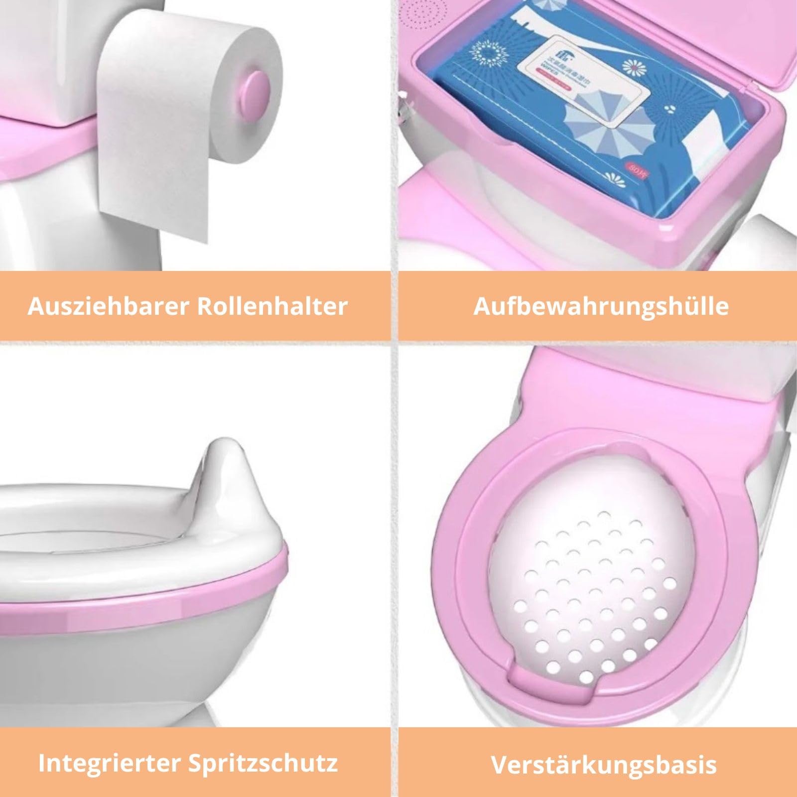 BABYBOND Kindertopf für Babys und Kinder mit Spülgeräusch Kindertöpfchen (Rosa)
