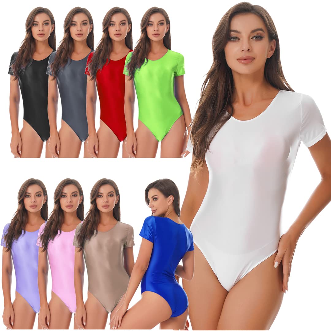 Body Donna Manica Corta Lucido – Costume Da Bagno, Yoga, Abbigliamento Sportivo