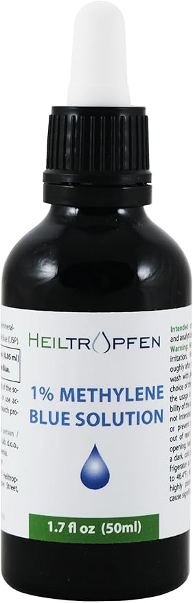 Methylene Blue 1% Solution 1.7 Fl Oz - 50 ml | Ultra High Purity | USP Pharma Grade Ingredients - Third-Party Tested | Formaldehyde Free | Glass Bottle | Heiltropfen®