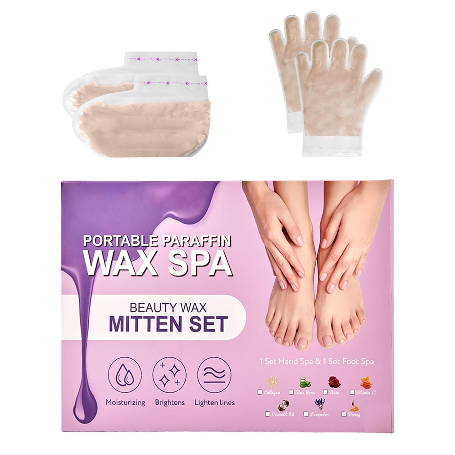 10-Minute Paraffin Hand & Foot Treatments, Self Contained Paraffin Wax Gloves and Booties Set for Intensive Hydration At Home (Collagen) 10-Minute Paraffin Hand & Foot Treatments, Self Contained Paraffin Wax Gloves and Booties Set for Intensive Hydration At Home (Collagen)
