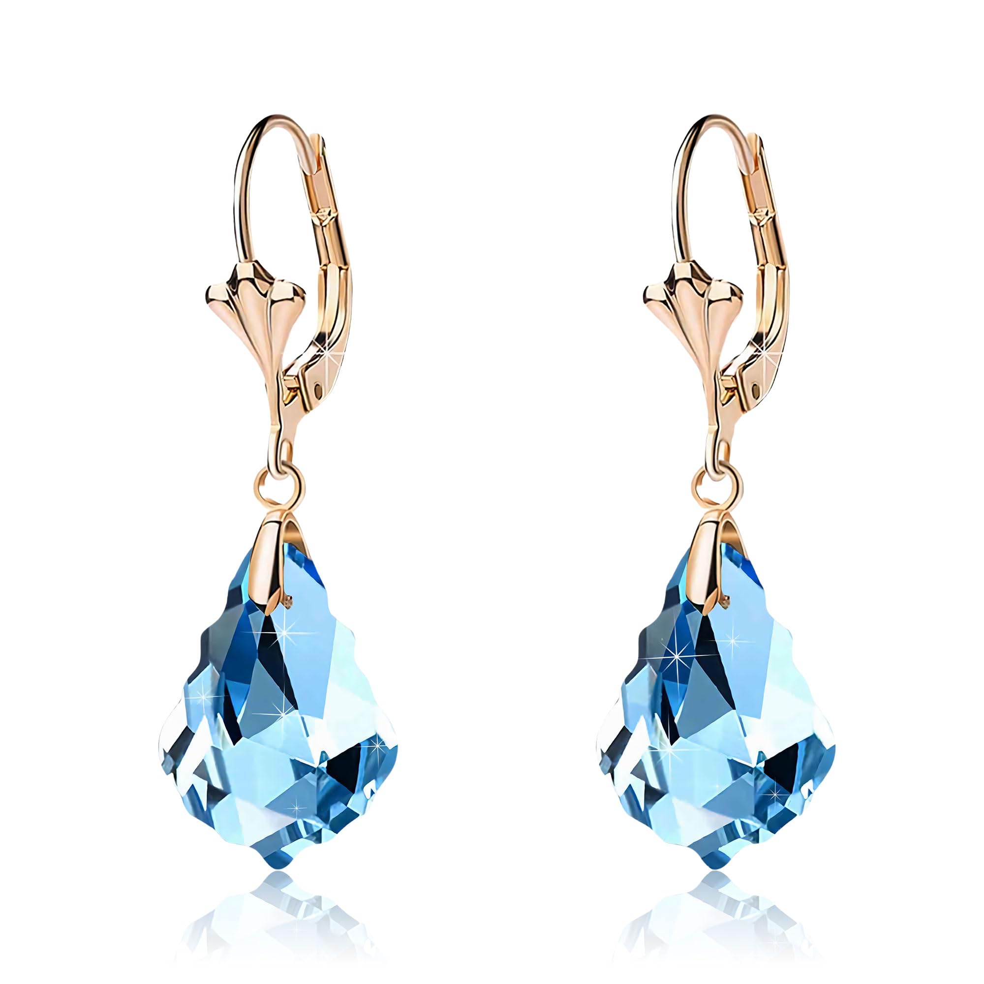 Austrian Crystal Baroque Drop Leverback Earrings