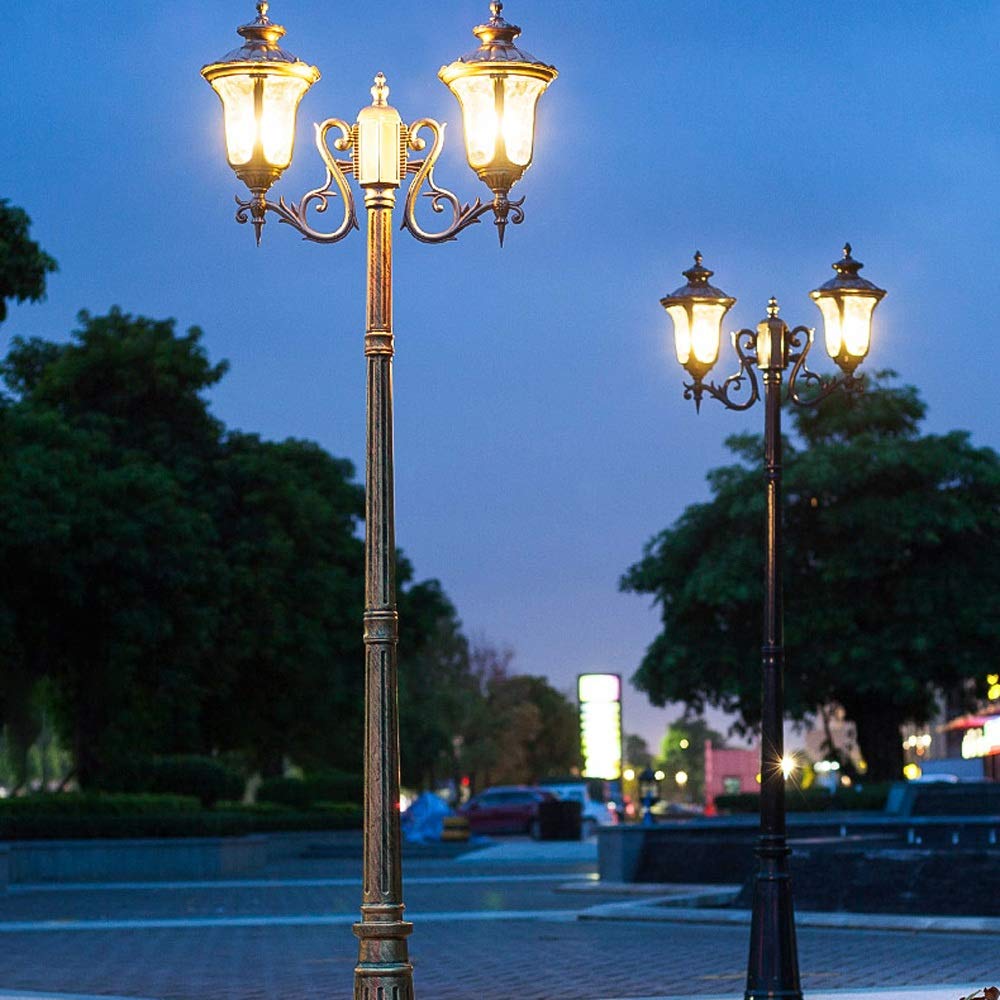 Lampadaire vintage d'extérieur et poteau à 2 têtes IP55 étanche à l'eau Lanterne pilier LED Street Light Walkway Paysage Patio éclairage de table terrasse patio