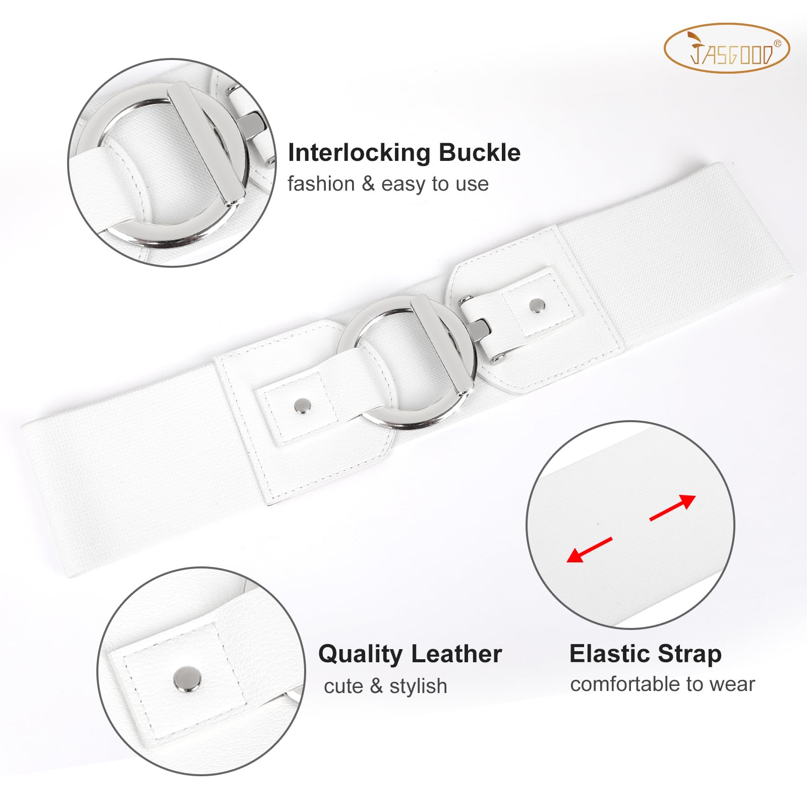 JASGOOD Women Wide Elastic Waist Belt Fashion Stretchy Dress Belt