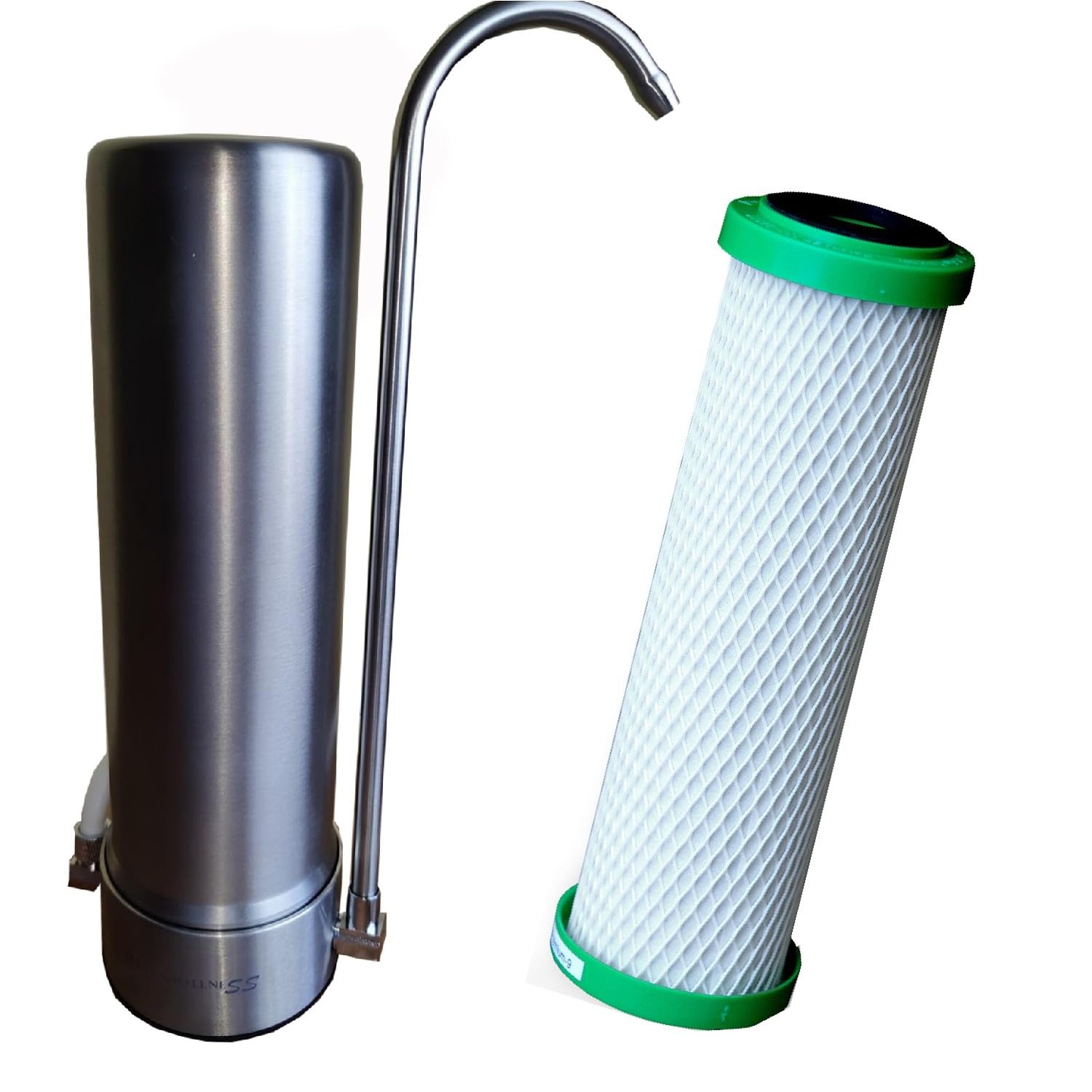 Edelstahlfilter mit Carbonit NFP Premium U Wasserfilter bessere Filterung | Stilvoller Auftischfilter inklusive Carbonitfilter mit sehr guten Filtereigenschaften und 55% mehr Aktivkohle