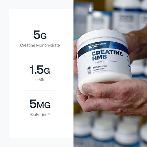 Miniatura 7 de Transparent Labs Creatine HMB - Monohidrato de creatina en polvo con HMB para crecimiento muscular, mayor fuerza, mayor producción de energía y
