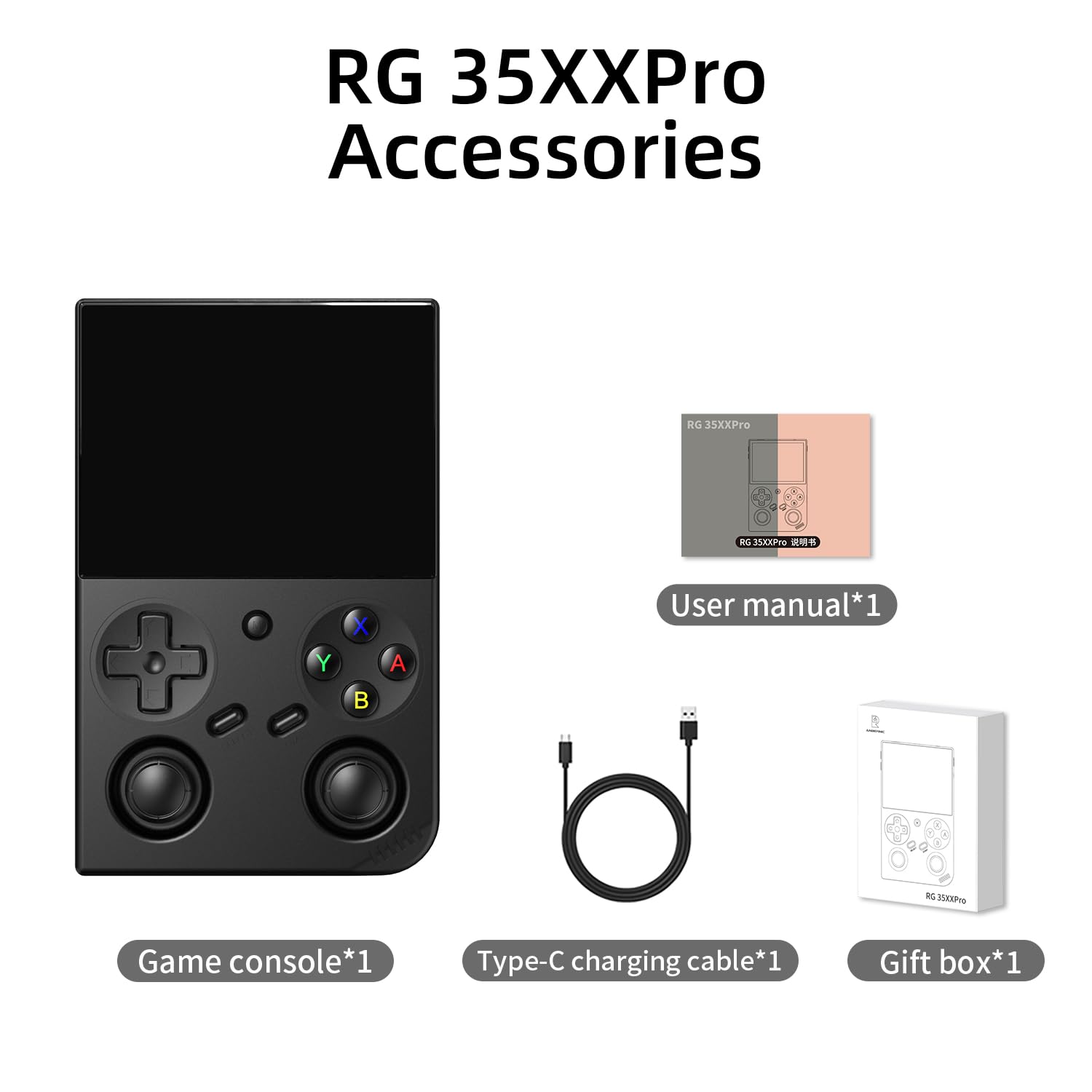 Anbernic RG35XX Pro Retro Handheld Spielkonsole, 3,5 Zoll IPS OCA Bildschirm, Linux-System, 64 GB, WiFi Bluetooth, HDMI-Ausgang, 7H Akku, ideal für Reisen, Pendeln, Zuhause, Outdoor, RG35XXPro Schwarz