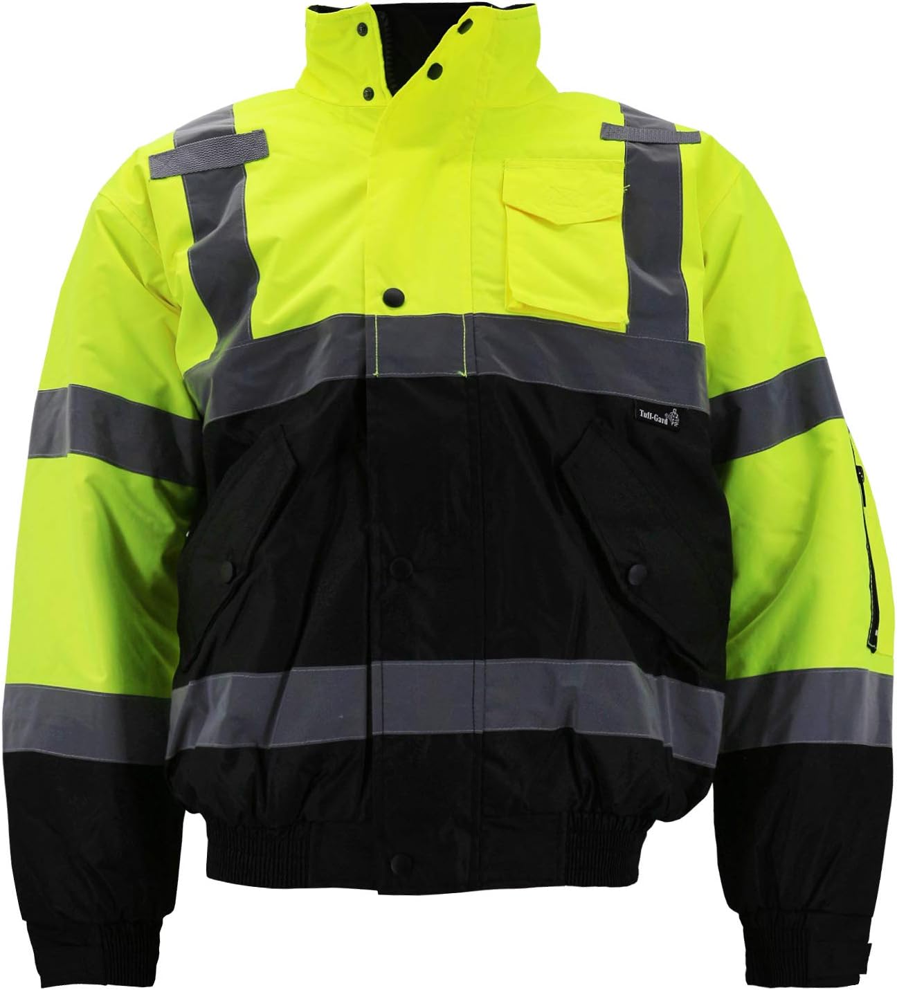 vkwear Men's Class 3 Safety High Visibility Water Resistant Reflective Neon Work Jacket