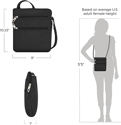 Miniatura 4 de Travelon Bolso cruzado clásico antirrobo con cremallera Dbl Negro Clásico