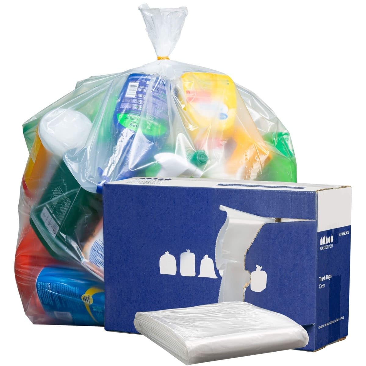 Plasticplace 33 Galon Çöp Torbası 2,0 Mil Şeffaf Ağır Hizmet Çöp Kutusu Astarları 84 cm x 99 cm (100 Kılıf)