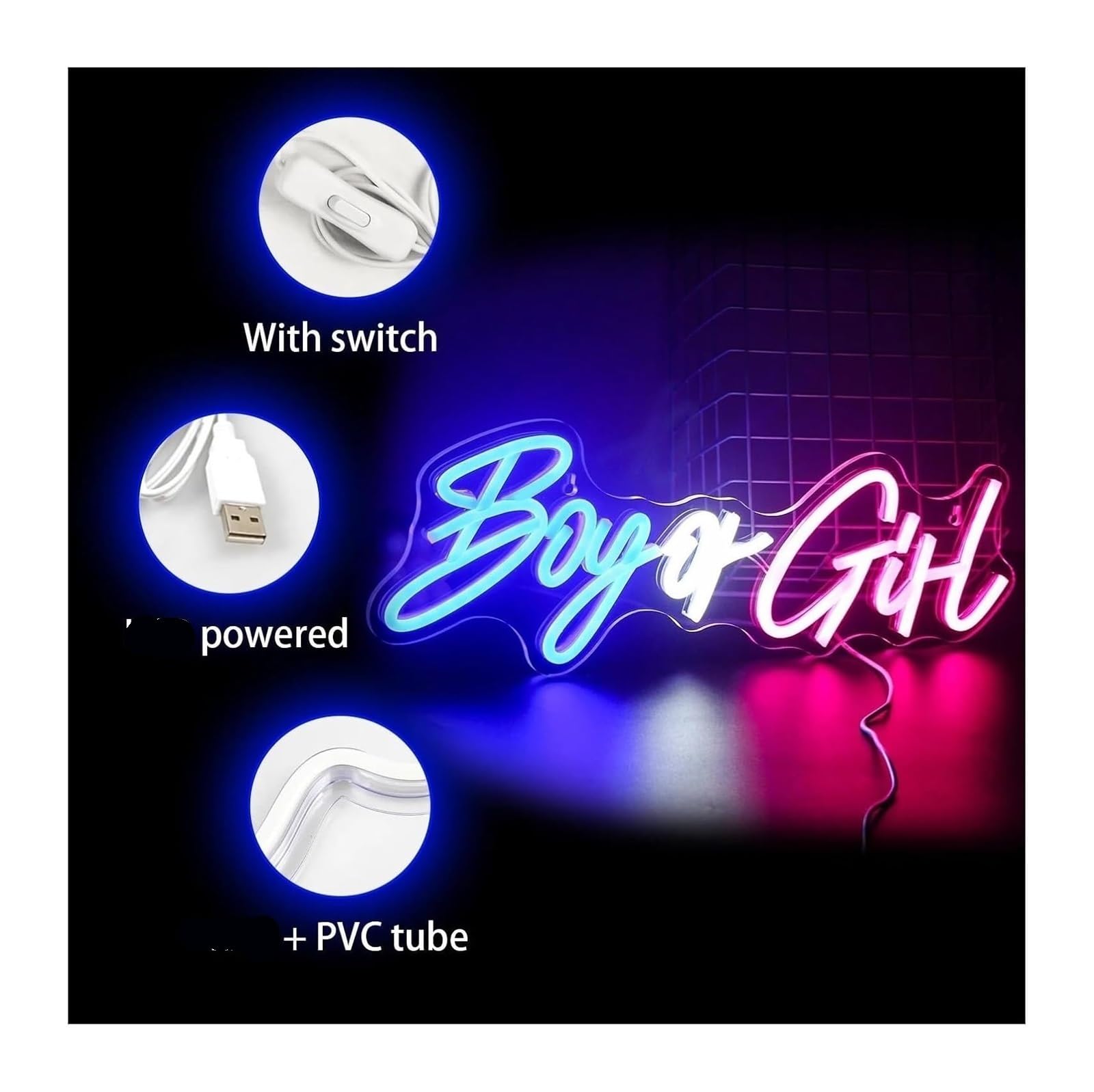 Decorazione luminosa per insegna al per neon per ragazzo o ragazza a LED in acrilicoper matrimonio compleanno(B)
