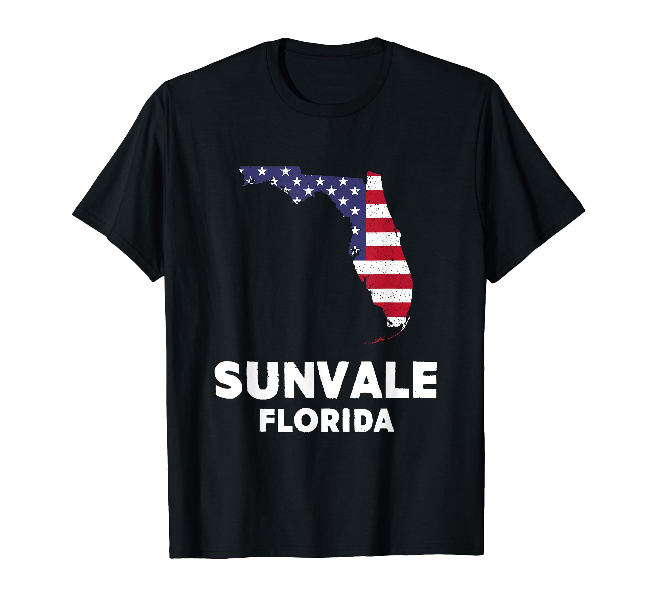 Distressed Patriotic USA Flag Sunvale, Florida Women Men T-Shirt