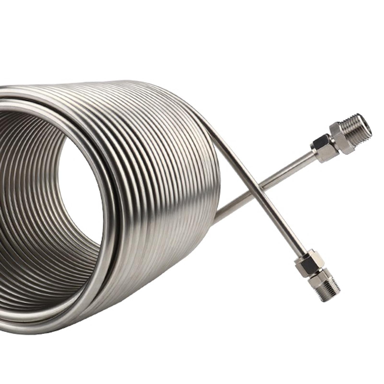 Scambiatore di calore in acciaio inossidabile, refrigeratore for mosto ad immersione, porta da 1/2" e 3/8" e serpentina con tubo a spirale, refrigeratore for birra/vino for birra fatta in casa.