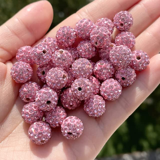 20 Perles Strass En Argile Rose – Haute Qualité, Environ 65 Strass Par Perle, 10 Mm