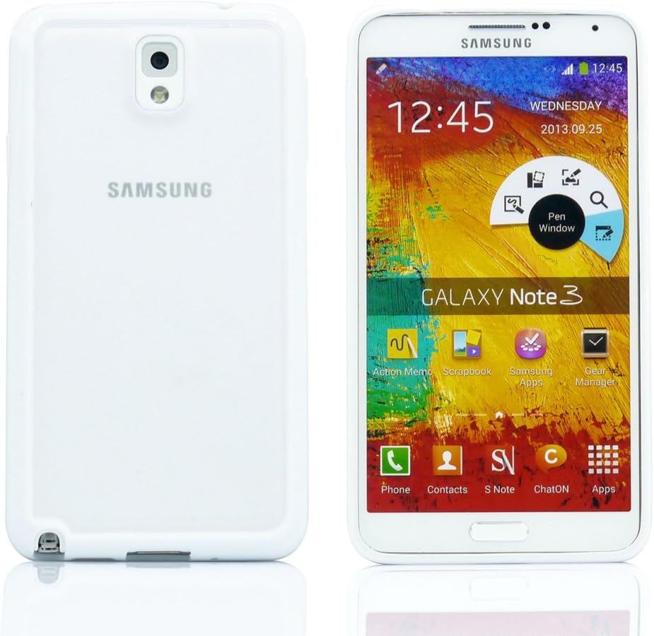 For Samsung Galaxy Note 3 III N9000 White TPU Bumper Frame Case Slim Matte Transparent Hard PC Back Cover