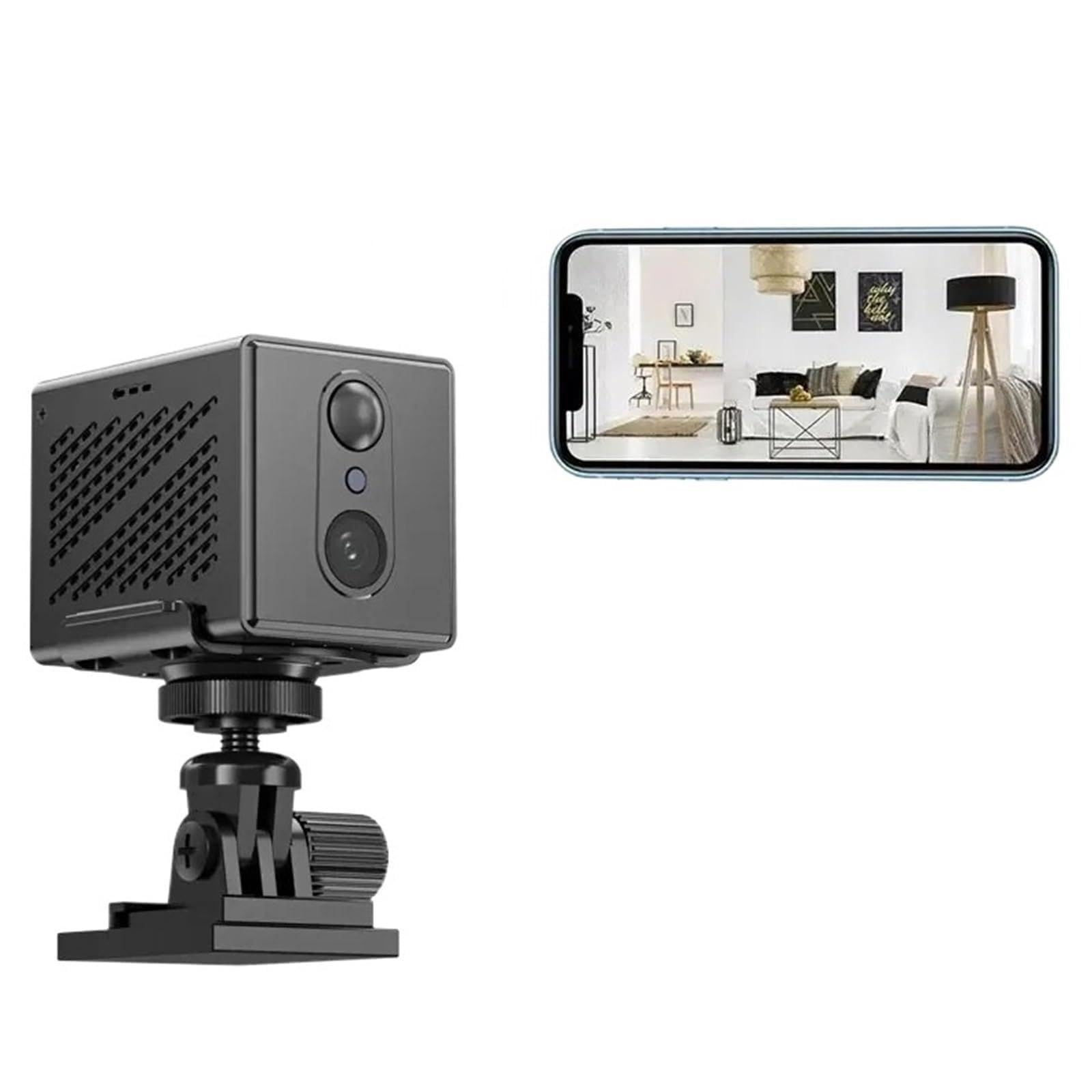 JVDDI 3MP Mini Wifi Camera Built-in 2400mAh Rechargeable Battery Indoor Human Detect 5X Zoom Surveillance IP Camera(3MP with 128G Card)