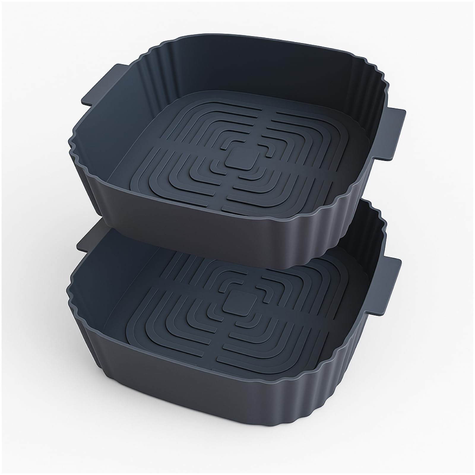 Molde Silicona Freidora de Aire 5-7L, 2 Piezas de 20cm, Bandeja Recipiente Air Fryer, Reutilizable, Antiadherente, Apto para Horno, Fácil de Limpiar, Evita Suciedad, Moldes Silicona Air Fryer