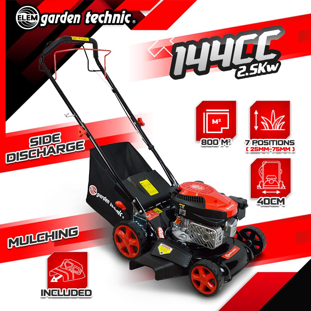 Tondeuse Thermique tractée 144 CC - 40cm - Mulching et éjection latérale
