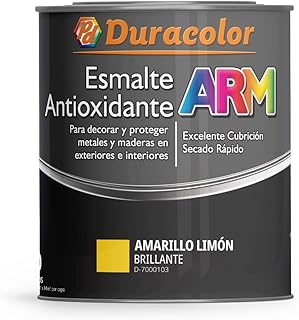 Esmalte Antioxidante ARM - Color Amarillo Limón - 750 ml - Superficie Exterior e Interior - Acabado Brillante y de Rápido Secado - Excelente Dureza y Resistencia - Duracolor