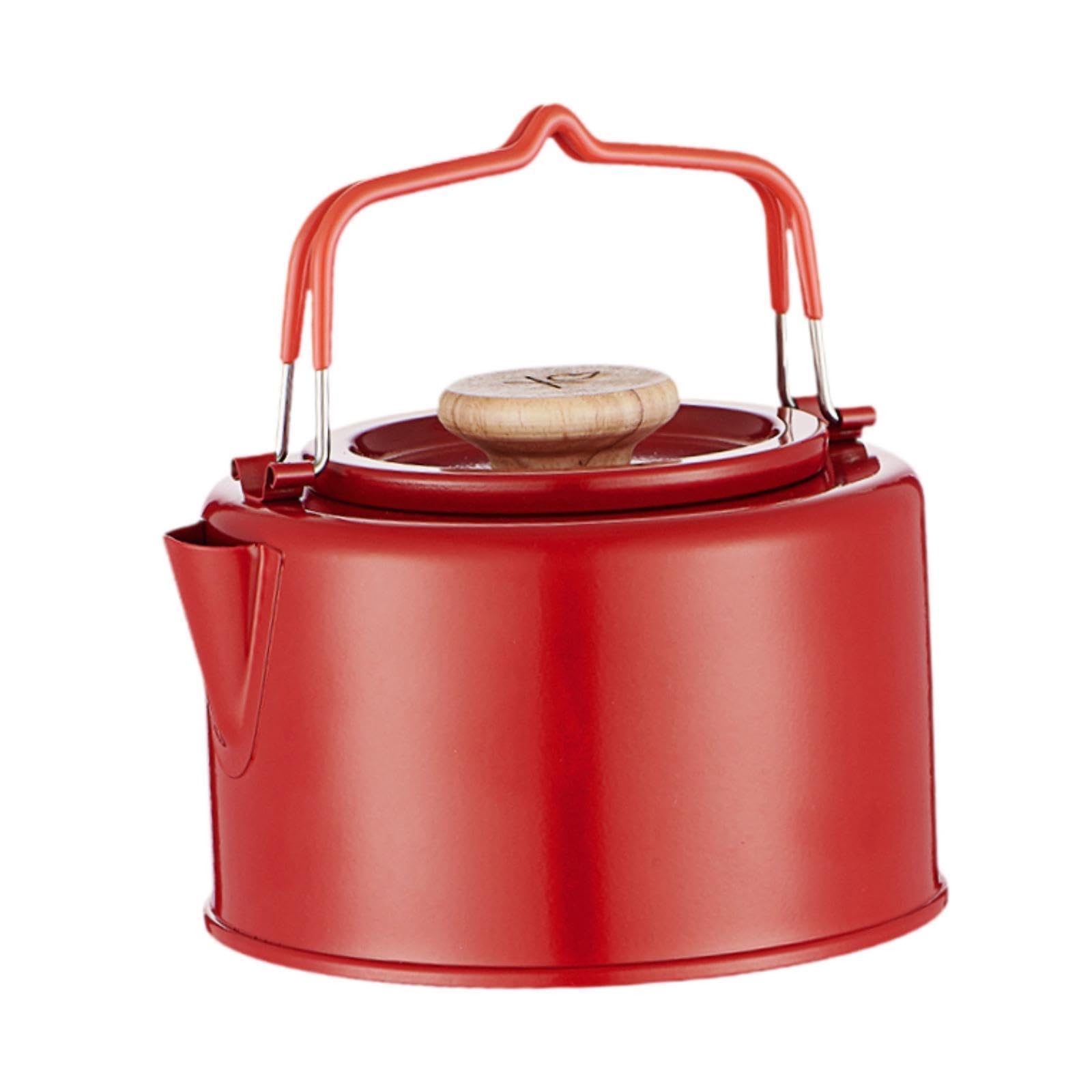 rockible Camp Kettle Tea Kettle Cookware Portable Lightweight Coffee Pot Teapot Tea Pot for Campfire Hiking Picnic Backpacking Fishing, Red