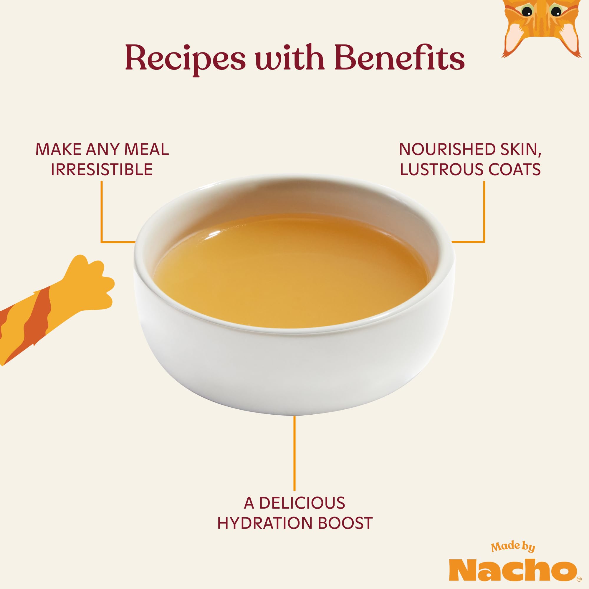 Made by Nacho Bone Broth Cat Food Topper for Hydration and Picky Eaters - Add Protein and Flavor to Your Dry Cat Food – Supports Optimal Nutrition, Digestion, Skin & Coat (11 oz. (Pack of 4), Turkey)