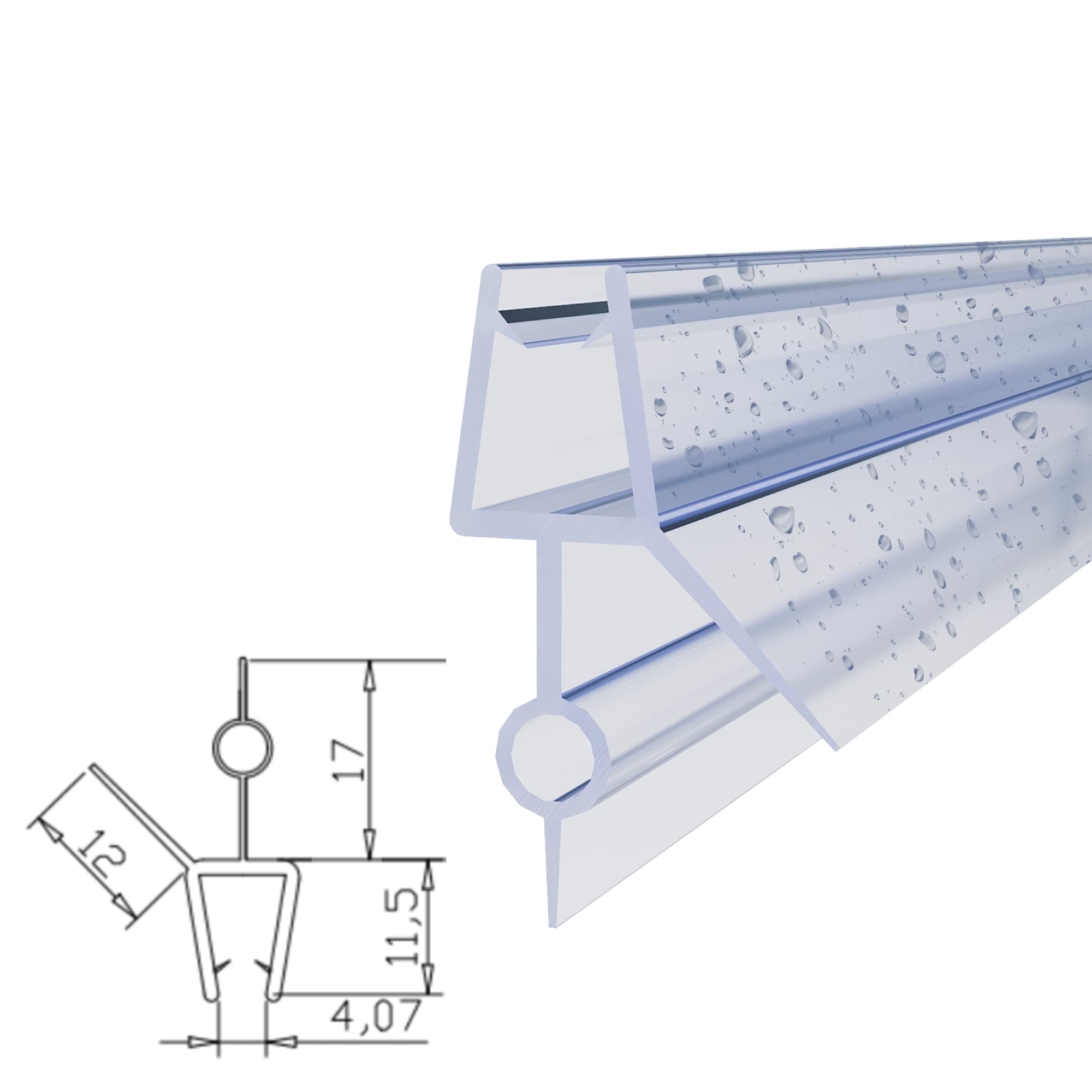 WITEN&NOCK Joint de douche 2 x 80 cm, épaisseur du verre 5-6 mm, joint