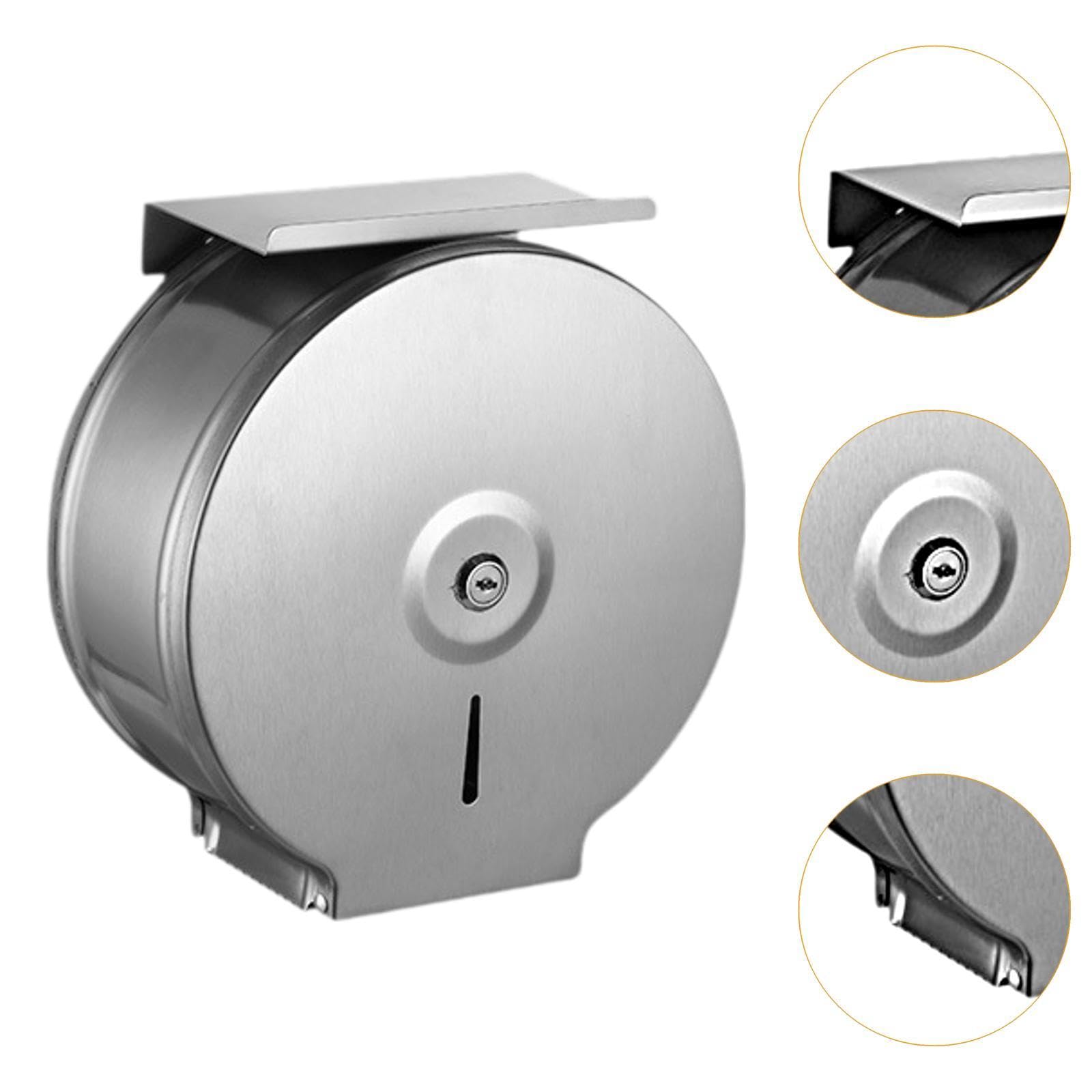 Qianly Commercial Jumbo Toilet Paper Dispenser Toilet Paper Holder Bathroom Hardware for Banks, with Phone Holder