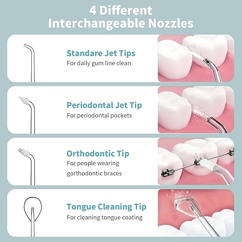 Miniatura 6 de JIMOK Irrigador de agua portátil, mini irrigador oral portátil inalámbrico, selección de limpiador de dientes de agua, tanque de agua telescópico, 4