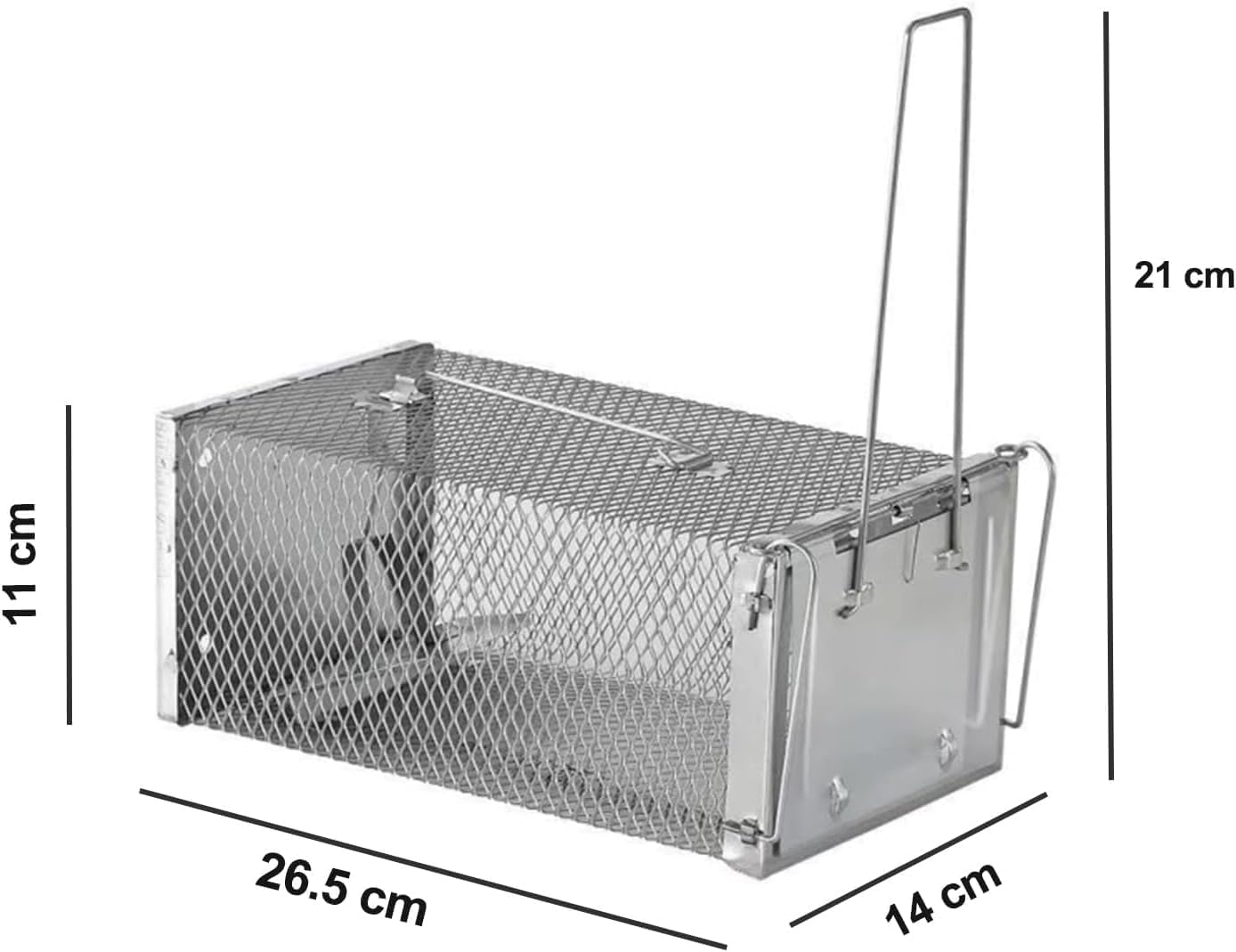 Trampa para ratas de metal XXL, jaula para ratones, jaula atrapadora de ratas, no mata, reutilizable, atrapa ratas y otros roedores para interiores y exteriores (2 unidades)