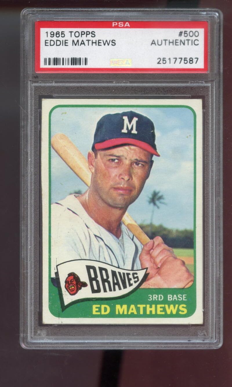 1965 Topps #500 Eddie Mathews Ed Mathews PSA AUTHENTIC Graded Baseball Card MLB Milwaukee Braves