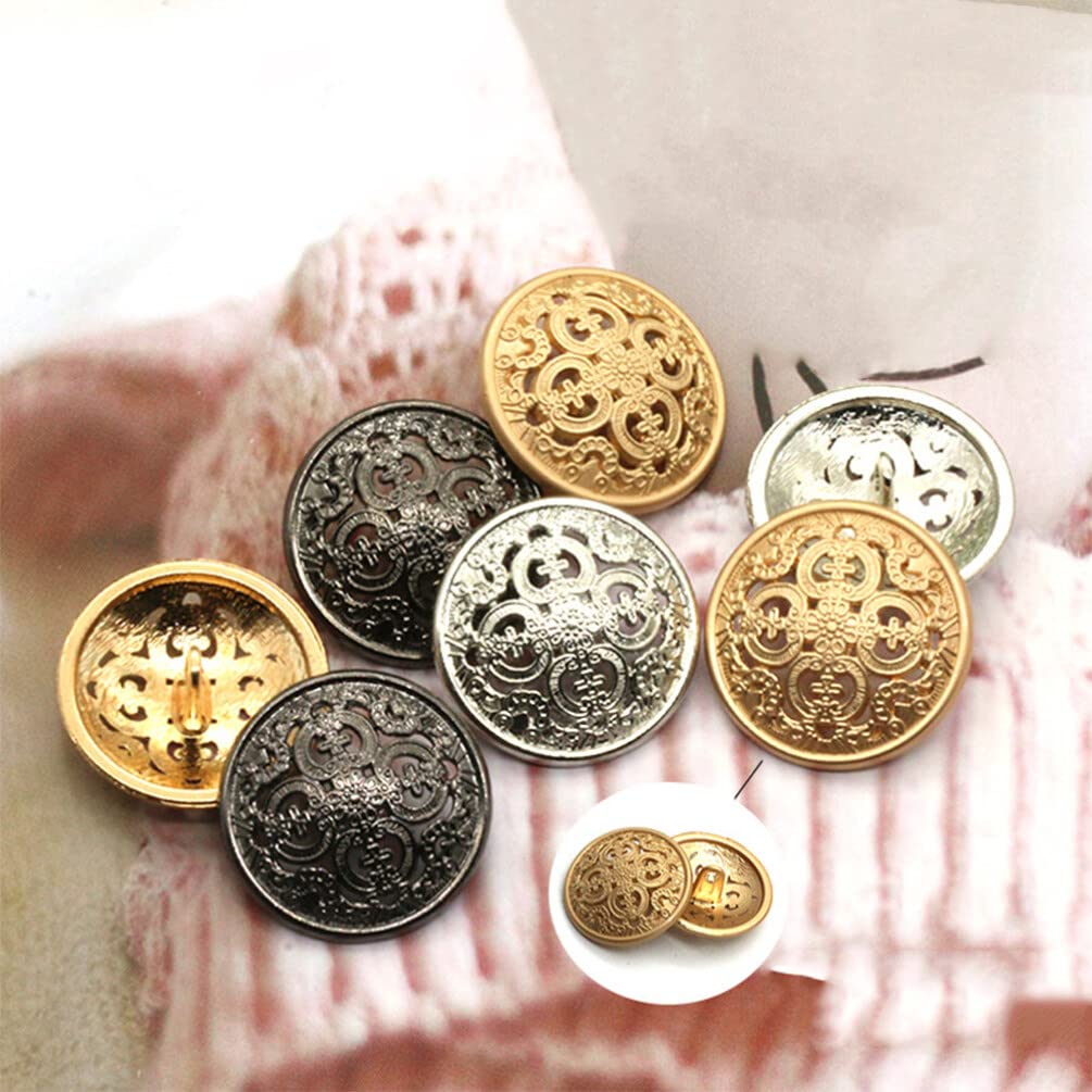 Ciieeo Metal Hollow-Out Buttons 30Pcs 20Mm Silver Sewing Fasteners for Jackets Coats DIY Craft Decoration - Image 3