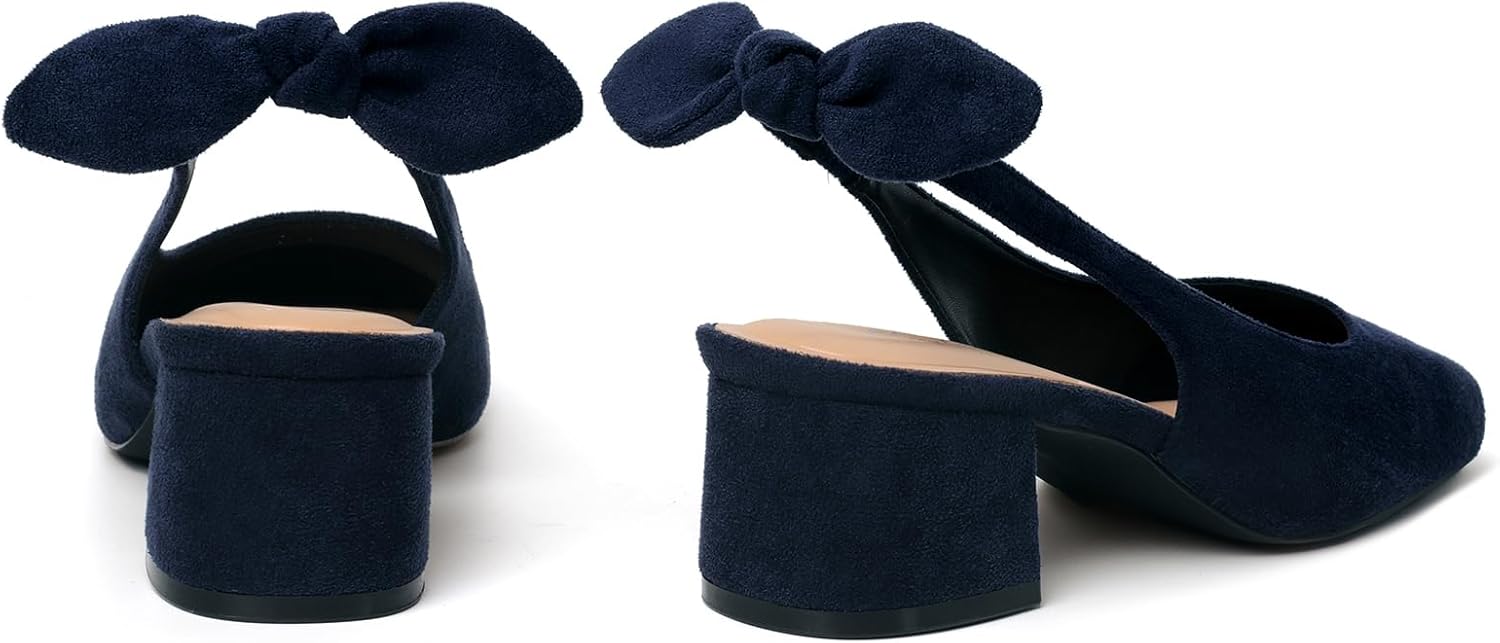 Mostrin Womens Chunky Low Heels D'Orsay Slingback Block Heel Pumps Closed Square Toe Dress Shoes for Work Office Daily Wedding - Image 6