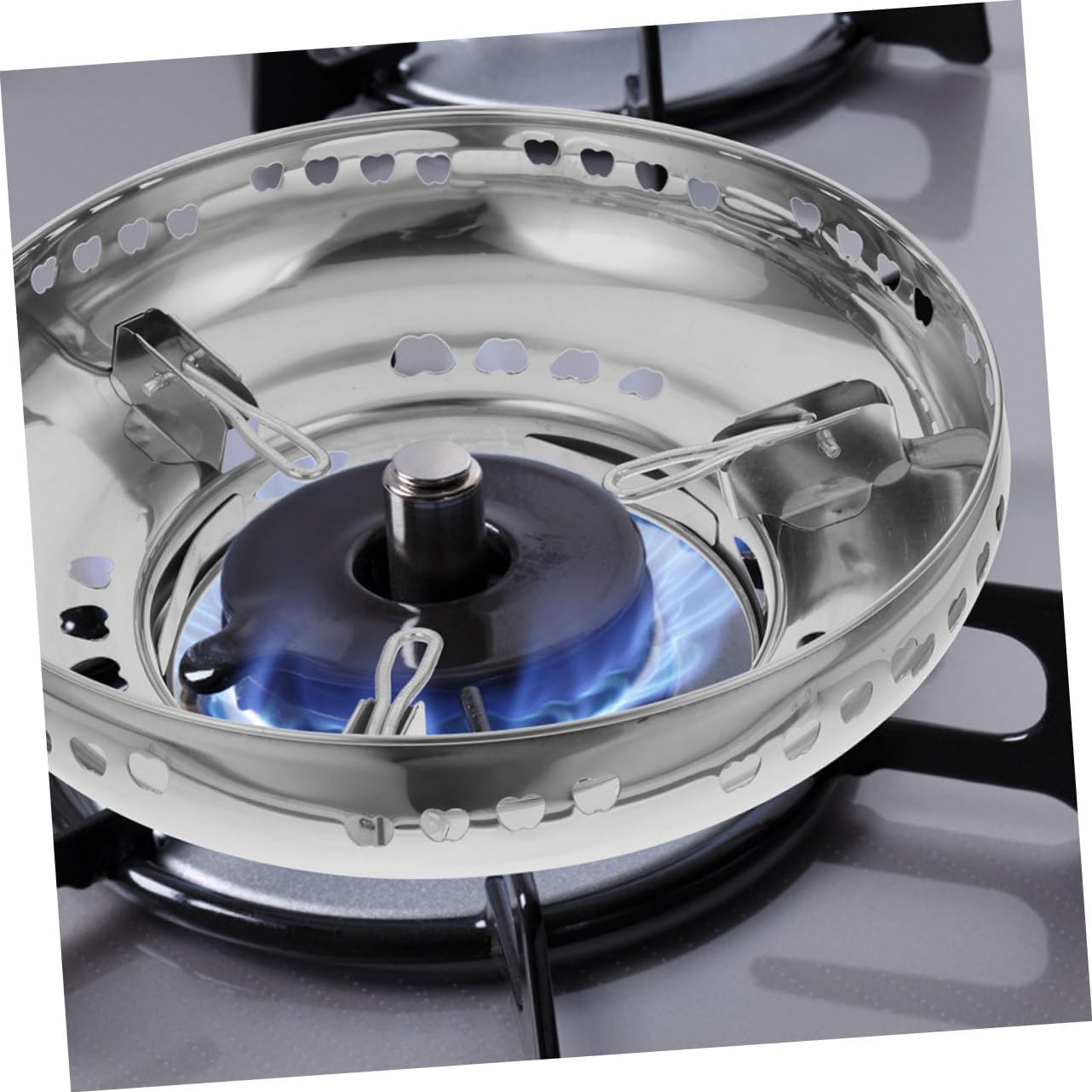 2pcs Stainless Steel Wok Stand Set Windproof Gas Stove Support Easy Install Wok Rack for Home Restaurant Cooking Durable High-Temperature Resistant Bracket