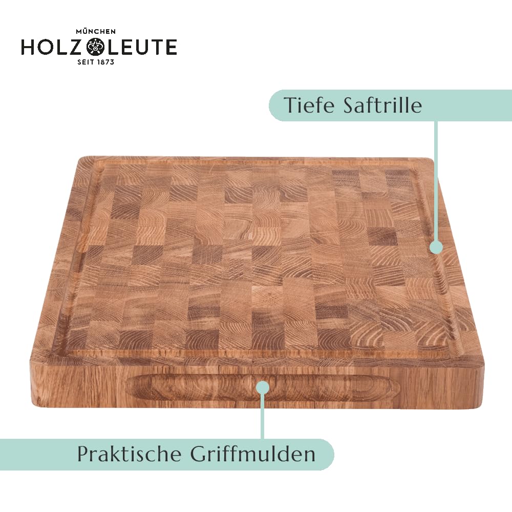 Stirnholz Schneidebrett Eiche Holz 40 x 30 x 3 cm | Holz-Leute