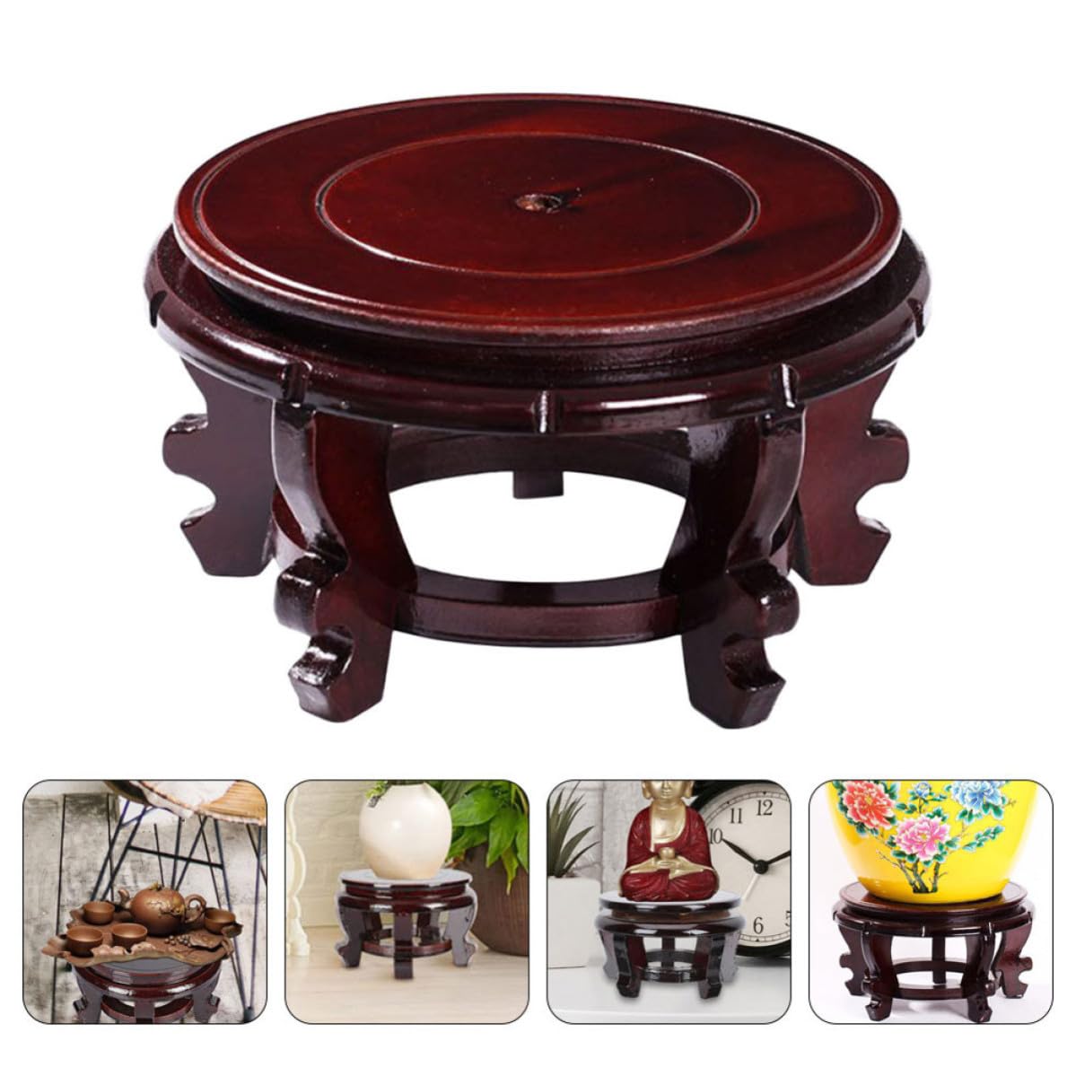 Alipis Soporte Base Redonda de Madera Estable para Macetas y Peceras Pequeñas Adecuado para Jardinería y Exhibición en Interiores
