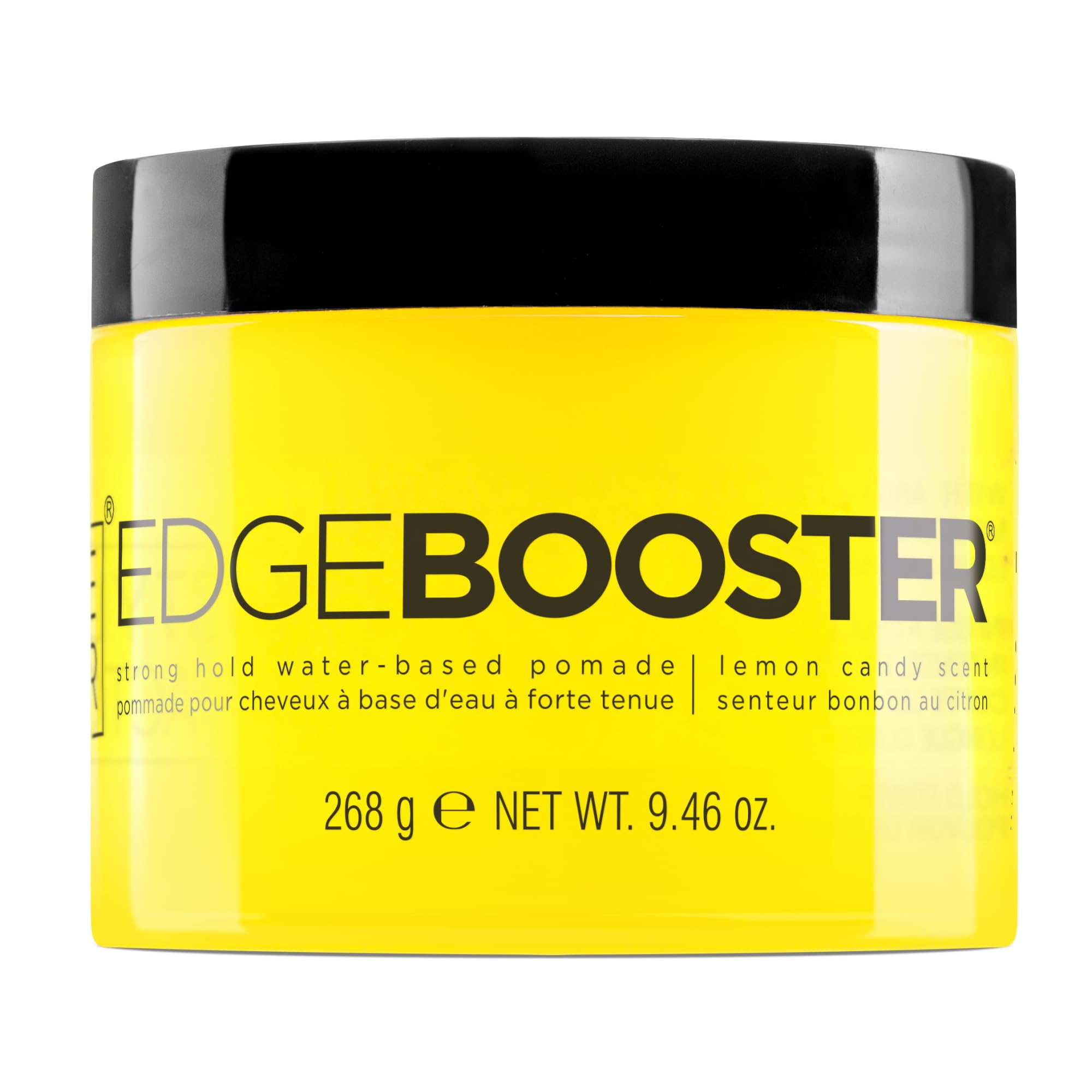 Style Factor Edge Booster Strong Hold Water-Based Pomade | Formulated with Argan Oil for Moisture & High Shine | Long Lasting Edge Control Gel | Lemon Candy, 9.46oz