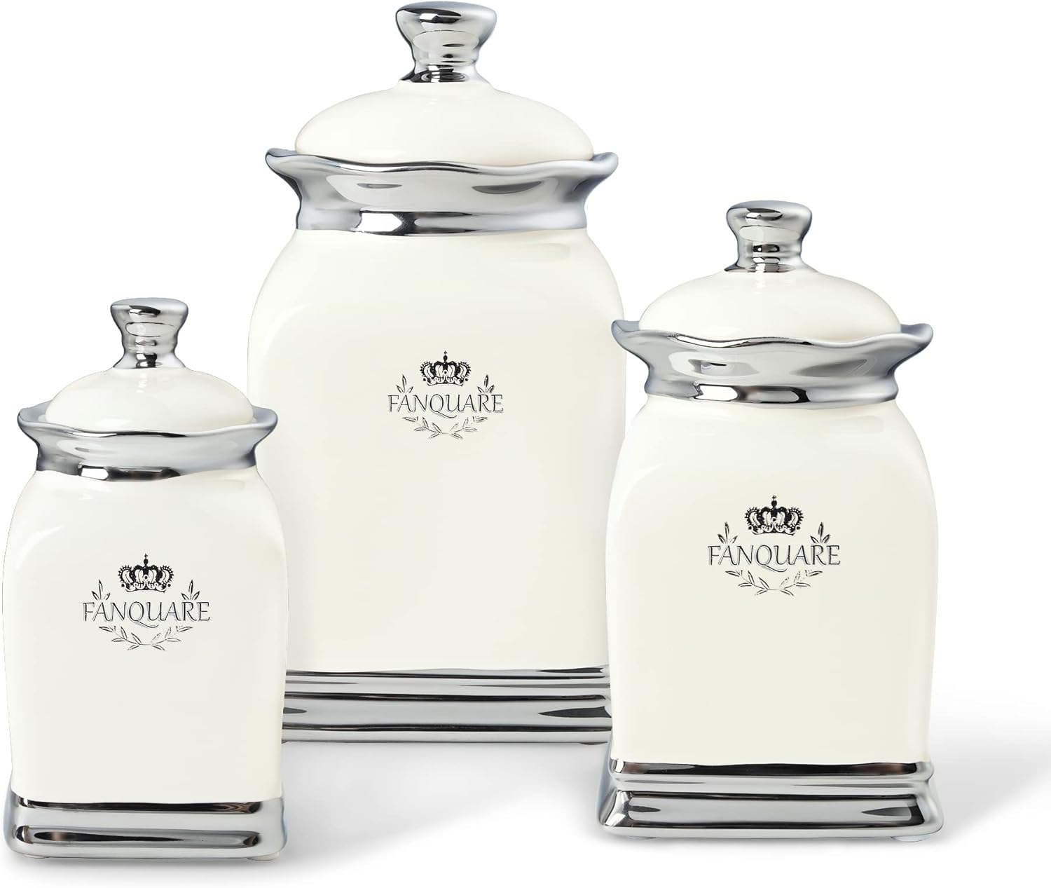 fanquare White Canisters Set of 3 in 30 Ounces, 12 Ounces