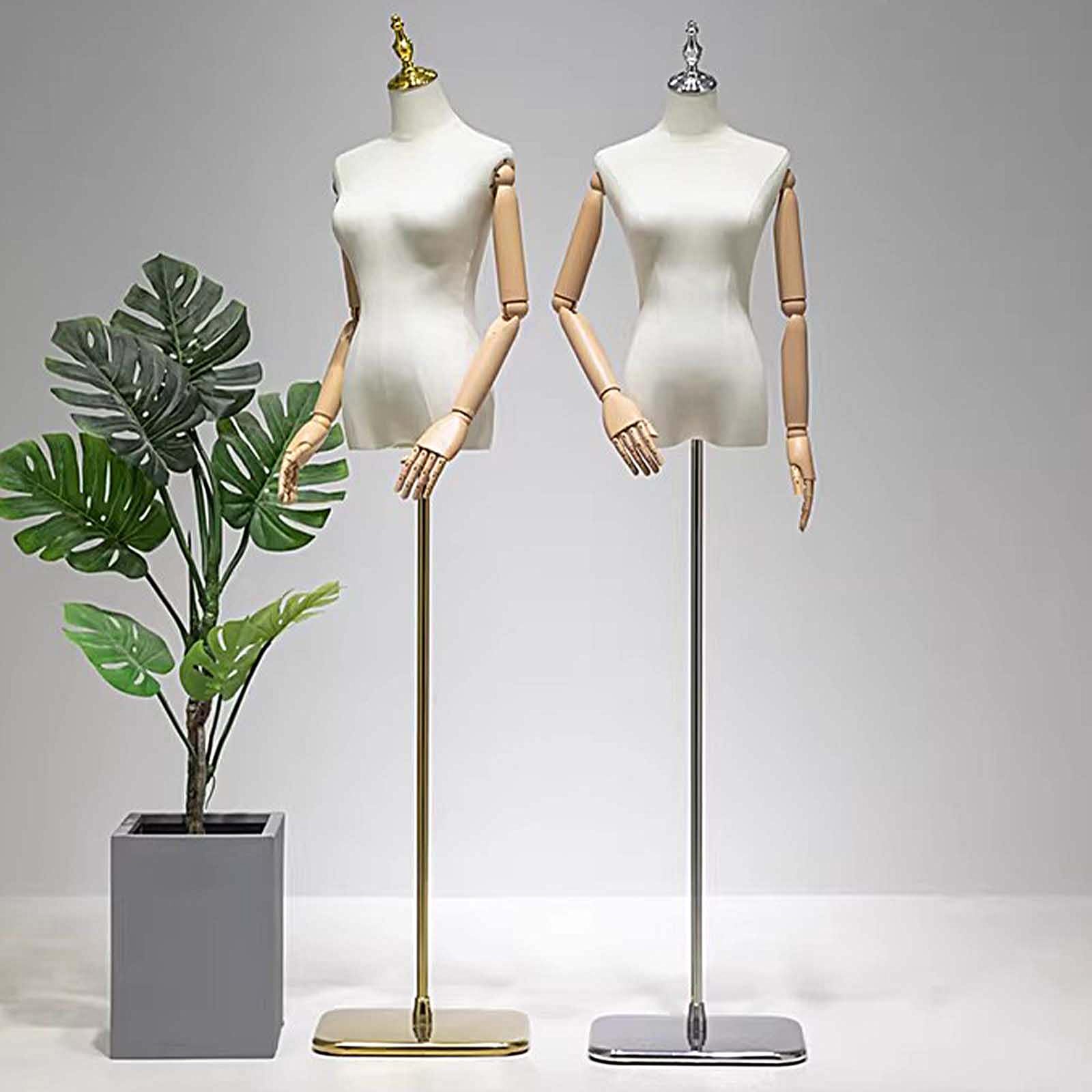 Maniqui Costura Mujer con Soporte Metálico Maniquí Costura Profesional Forro de Plástico y Tela Exterior de Lino Maniquí de Costura para Costura, Exhibición de Moda(Silver 2,M)
