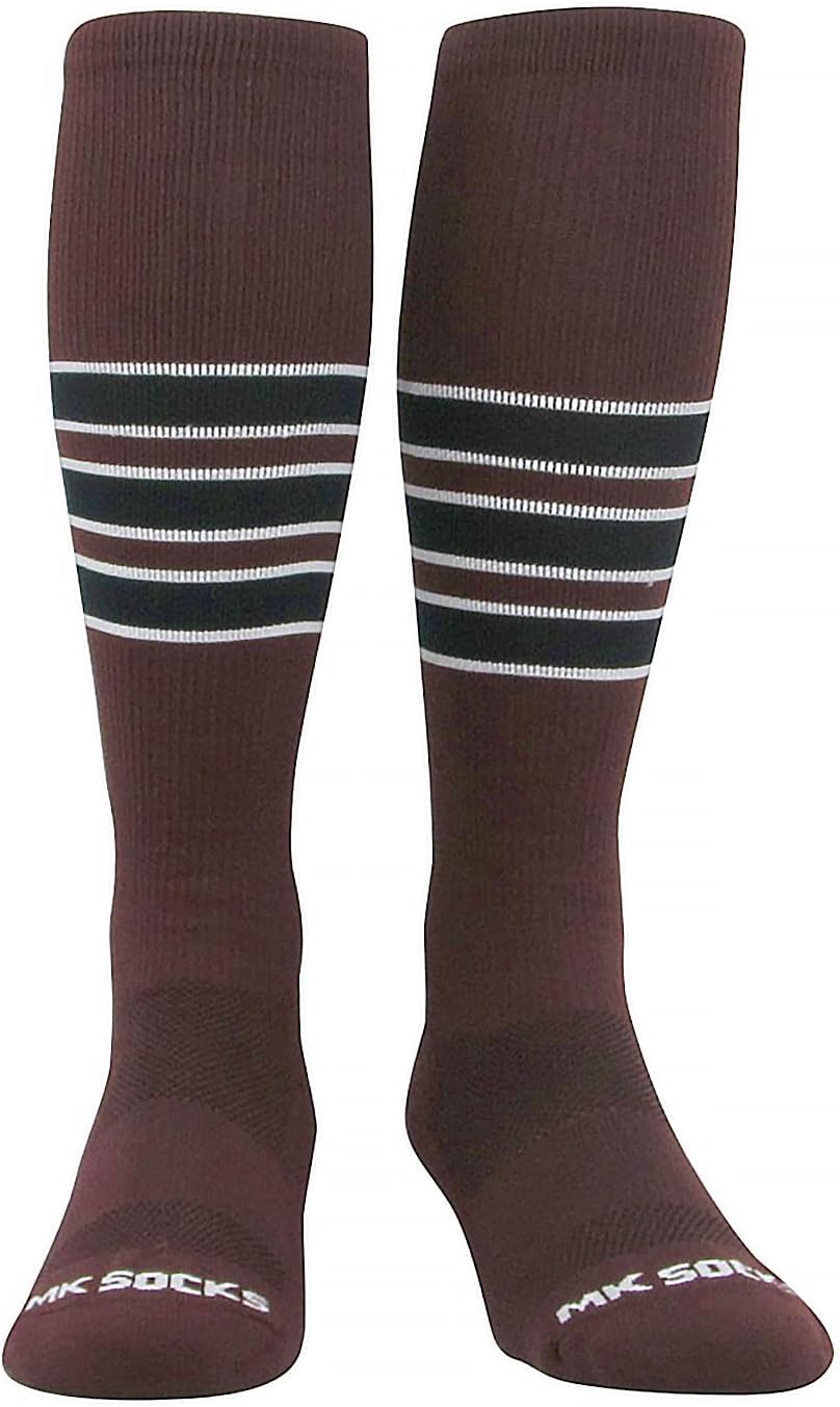Competitor Knee High Baseball, Football Socks - Maroon White Black - Image 2