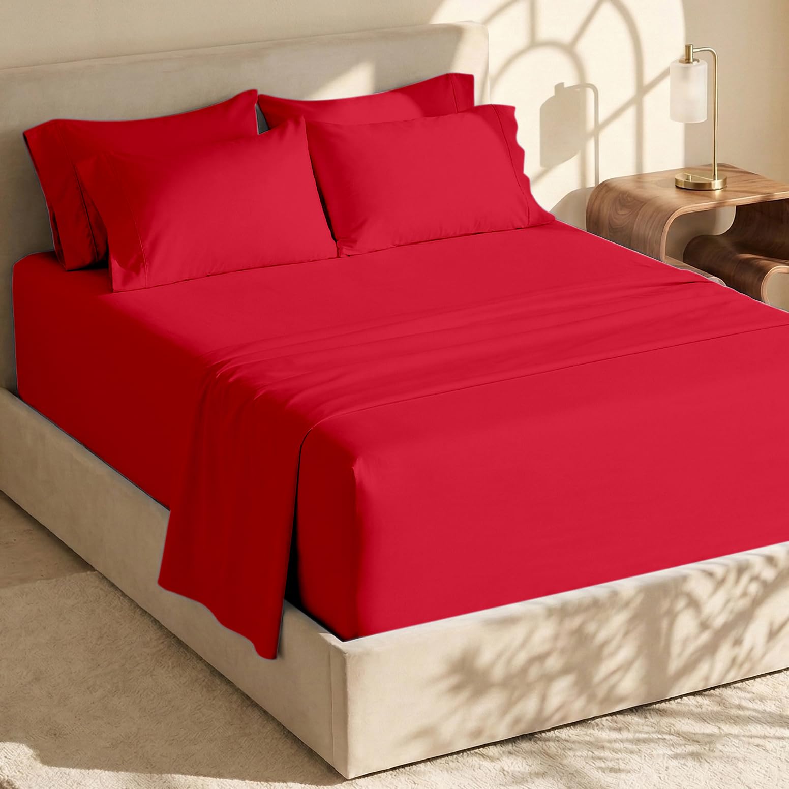 Hearth & Harbor Extra Deep Pocket King Size Cherry Red