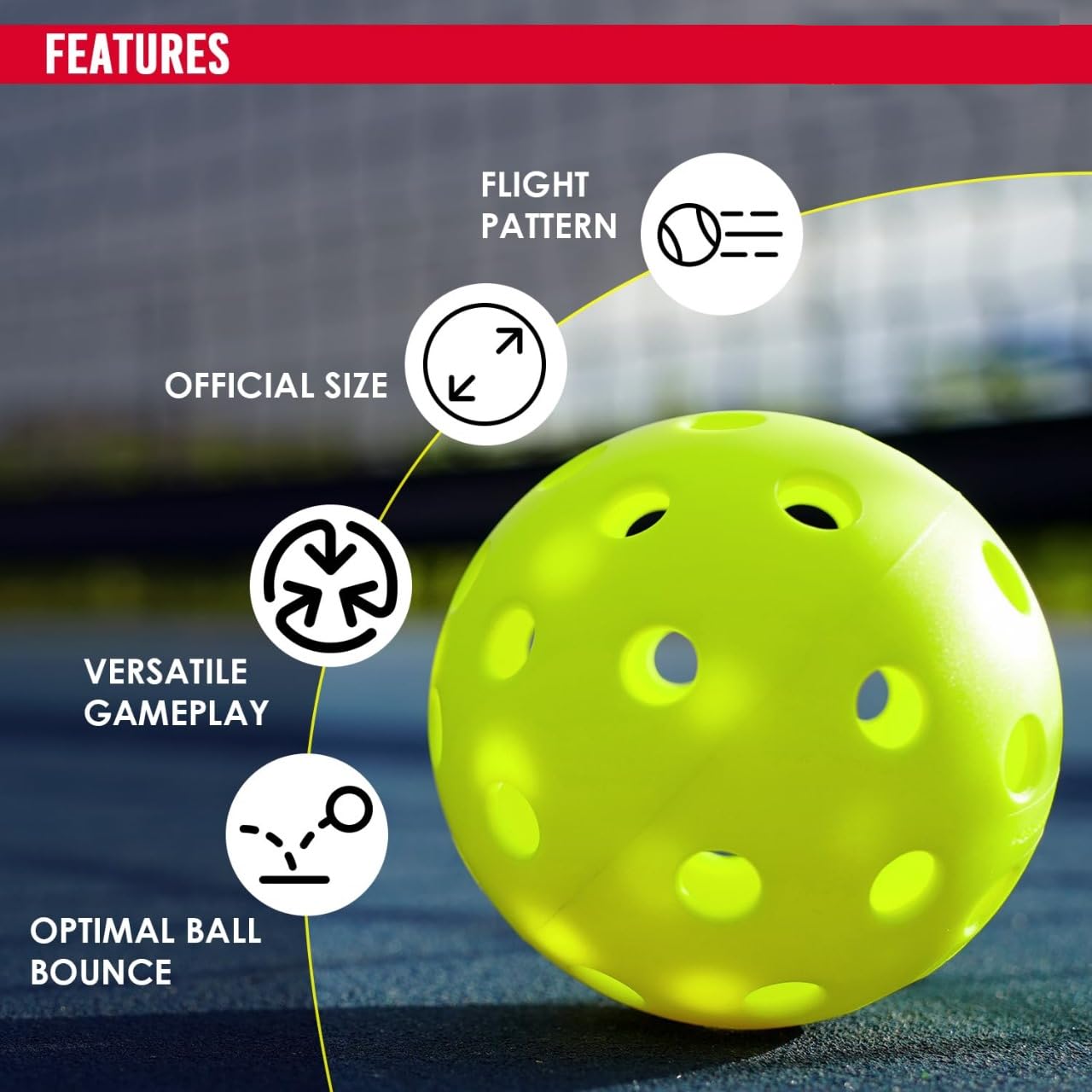 SSUCA Pickleball Balls Outdoor, 40 Hole Pickleball Ball Set of 3, Perfectly Balanced High Bounce Outdoor Ball for Tournament & Competition Grade for Skill Level, Yellow (Injection Molding) 1