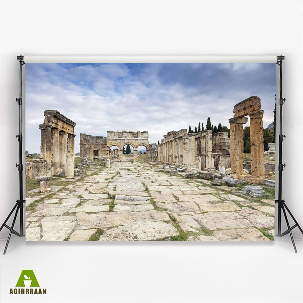 Aoihrraan 3,5x2,5m Antique Greek Backdrop Greece Theatre Hierapolis Ruins Nature Historical Cultural Landspace Photography Background Travel Holiday Vacation Girl Boy Adult Portrait Photo Studio Props - Image 3