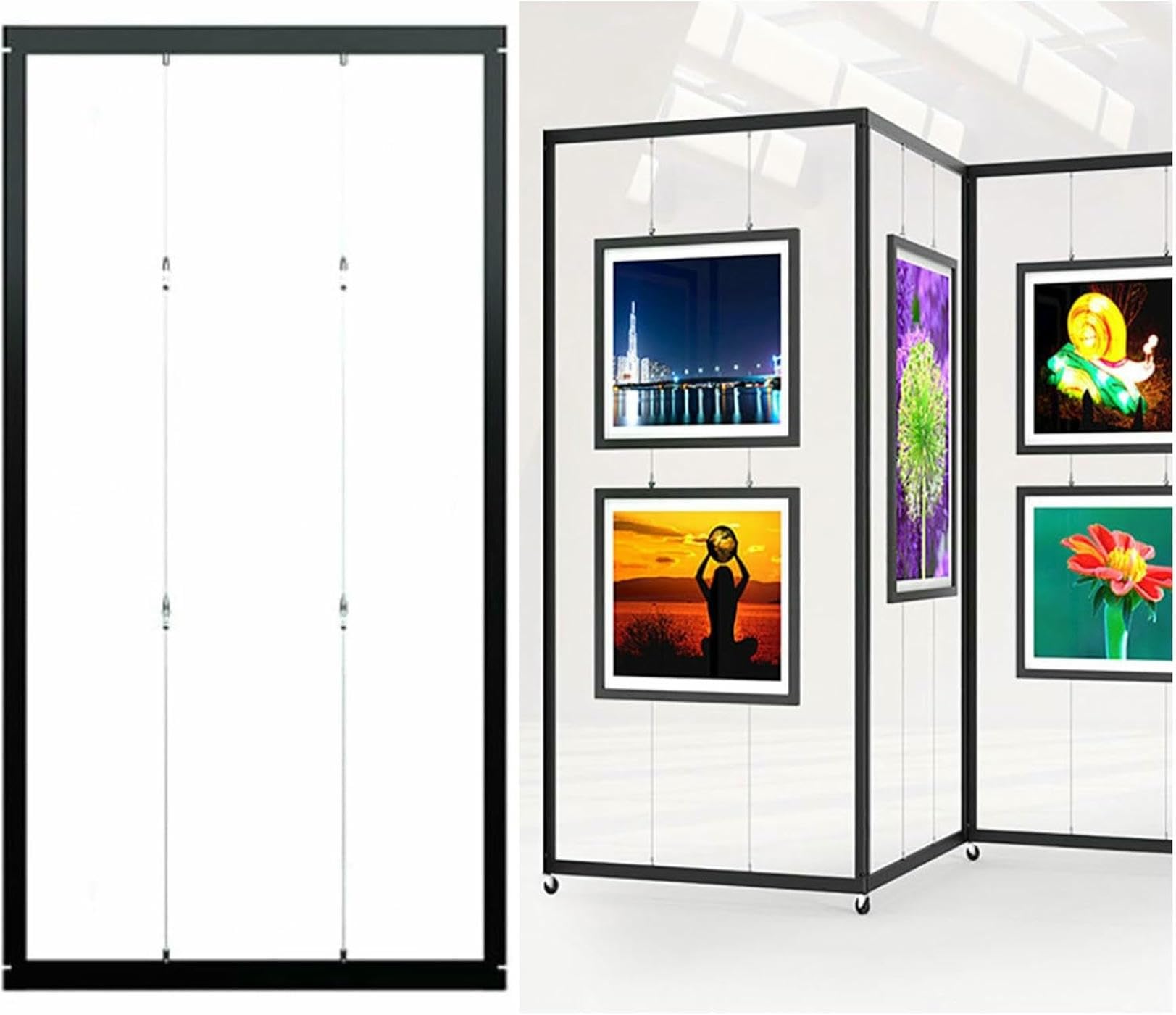 SWENEEN Movable Display For Exhibition,Freestanding Racks,Multi-Fold Stand,Photography Shelf,Poster Retail A,3pcs-100x200(39.4x78.7in)