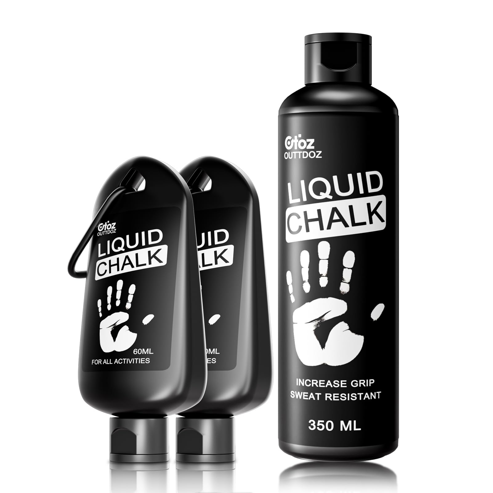 OUTTDOZ Pro Grade Liquid Chalk Mess-Free Gym Chalk for Weightlifting, Gymnastics, Rock Climbing, Dancing, Dries in Seconds| 350ML+60ML×2 — image 1